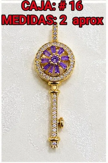 Colgante de Rodio - Llave con circonias moradas