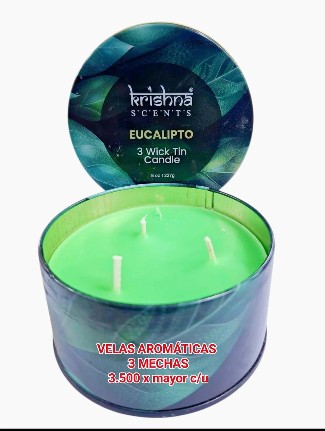 Velas Aromaticas Krishna 3 Mechas Eucalipto