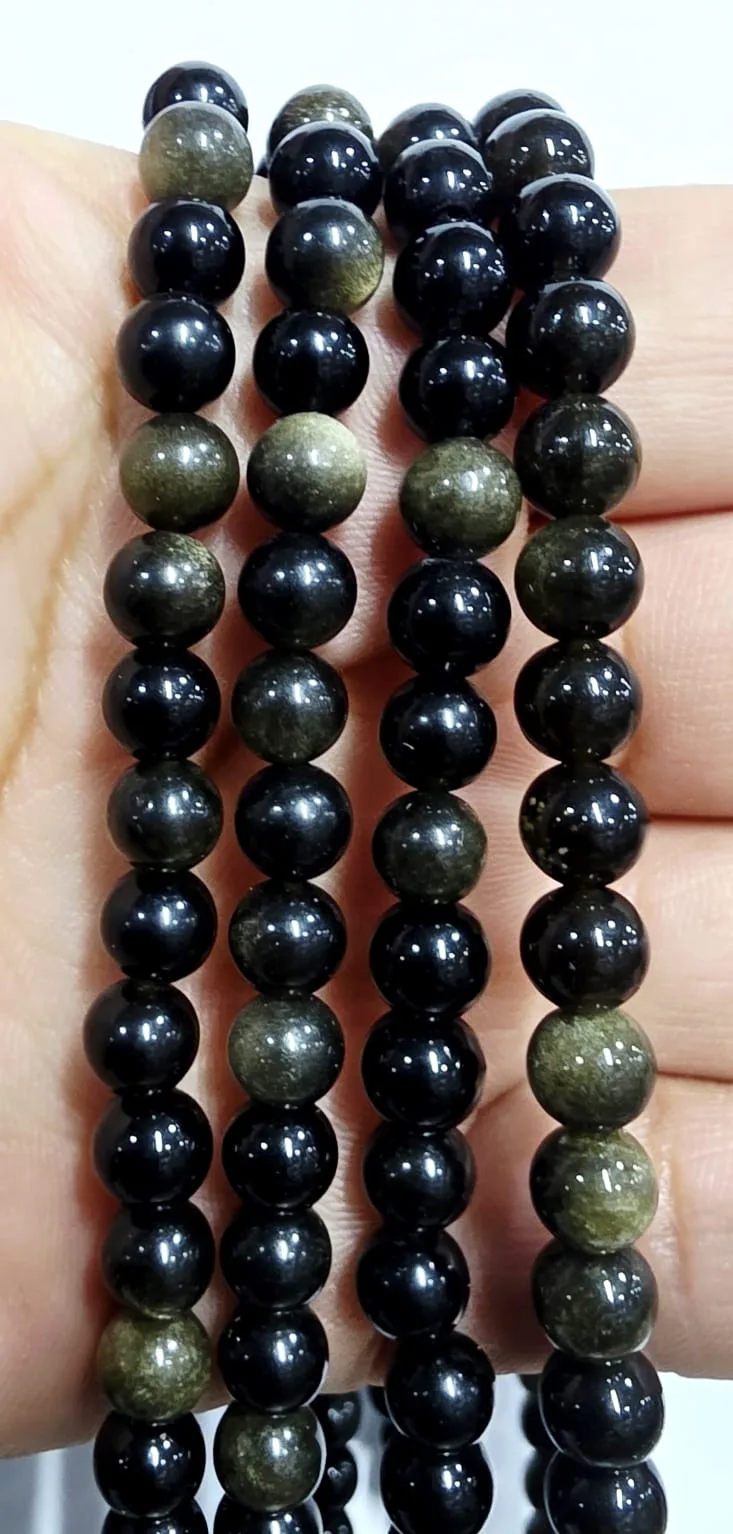 Tira de piedras de Obsidiana Dorada N°6