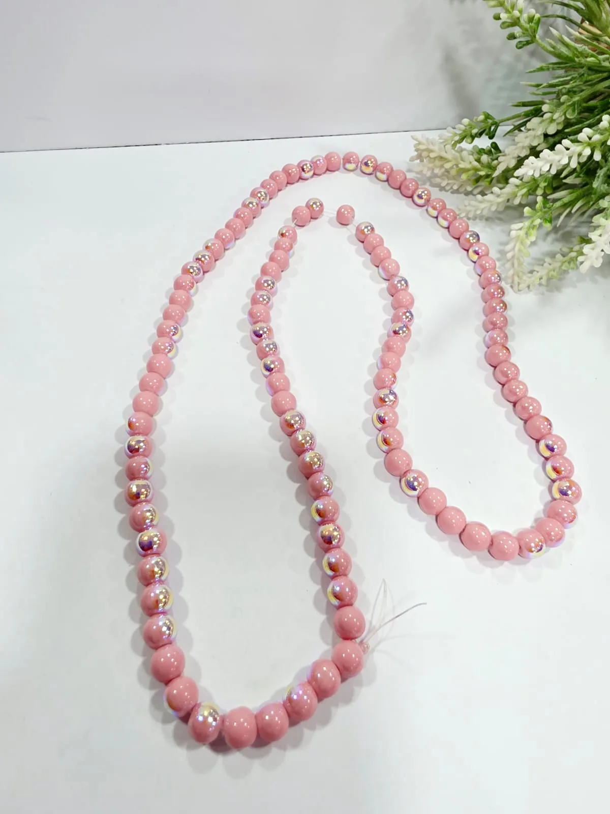 Cuentas de Perlas de Vidrio Rosa Tornasol 8mm