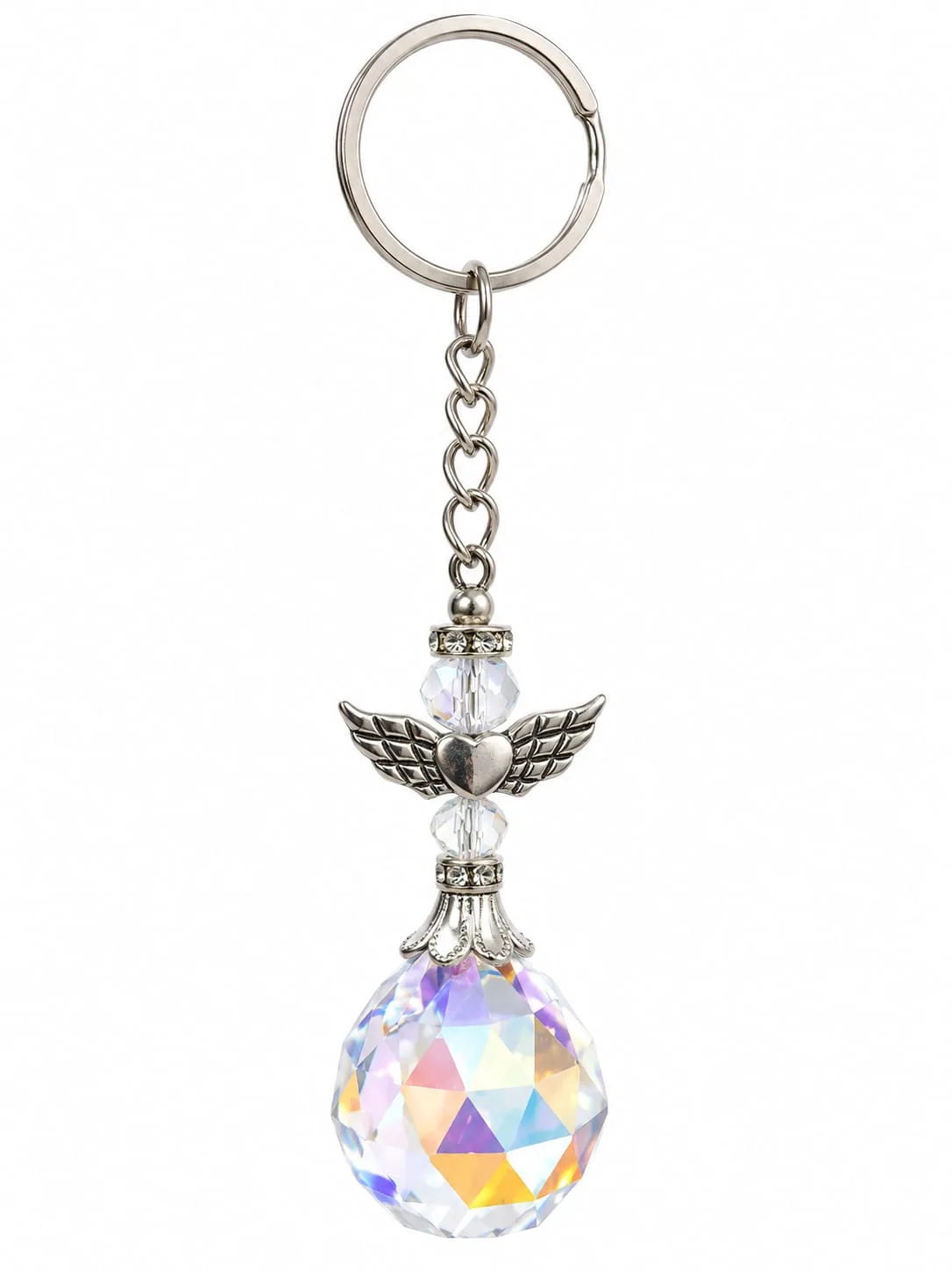 Llavero de Prisma Ángel Cristal Aurora Boreal