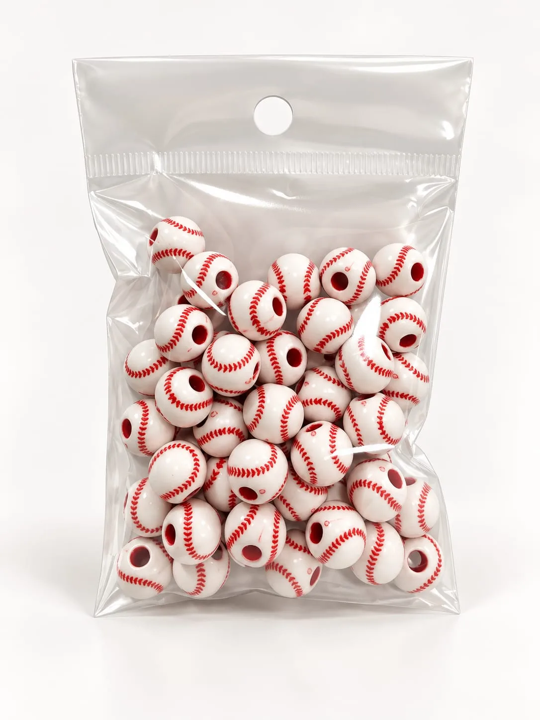 Cuentas Acrílicas Pelota de Béisbol 10 mm