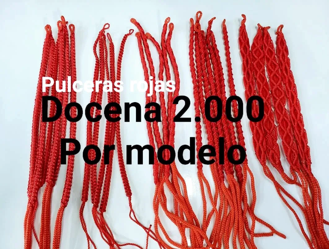 Pack 12 Pulseras Rojas Macramé Surtidas