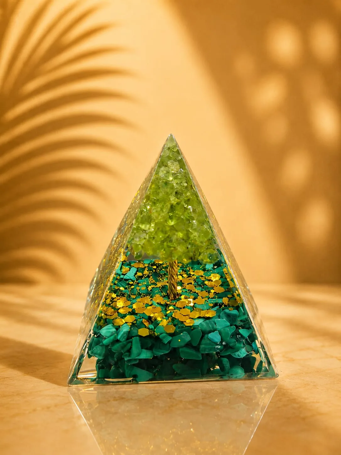 Pirámide de Orgonita o Orgón - Arbol de la Vida - malaquita verde