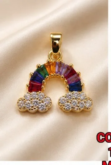 Colgante de Rodio - Arcoíris multicolor con nubes