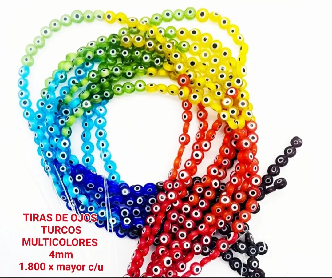 Tiras de Ojos Turcos Multicolores 4mm