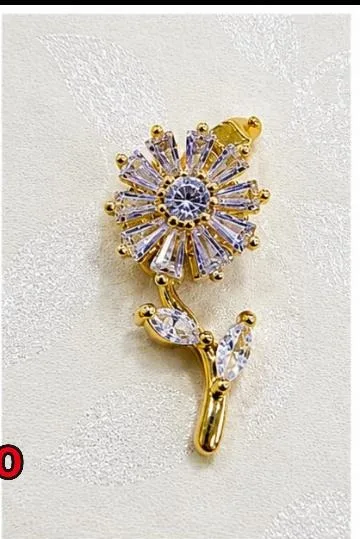 Colgante de Rodio - Flor con baguettes blancos