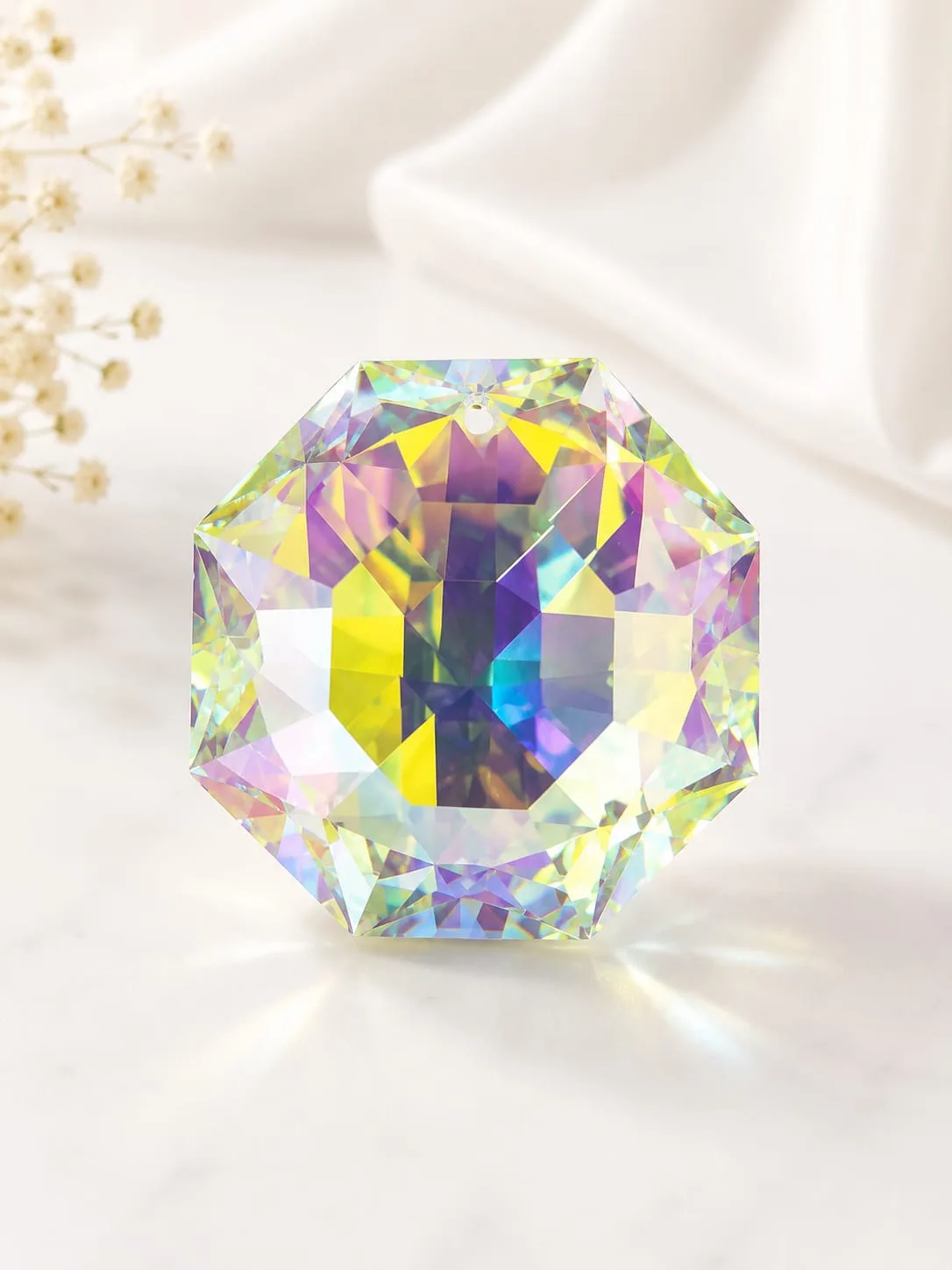 Dije de Cristal Facetado Octagonal Irisado