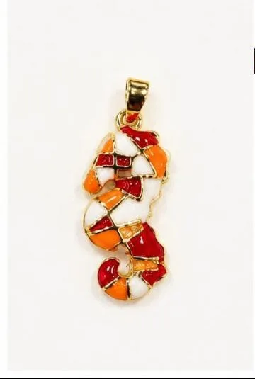 Colgante de Rodio - Serpiente/dragón esmalte multicolor (naranja rojo y blanco)