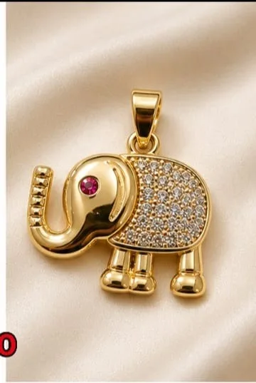 Colgante de Rodio - Elefante con piedras