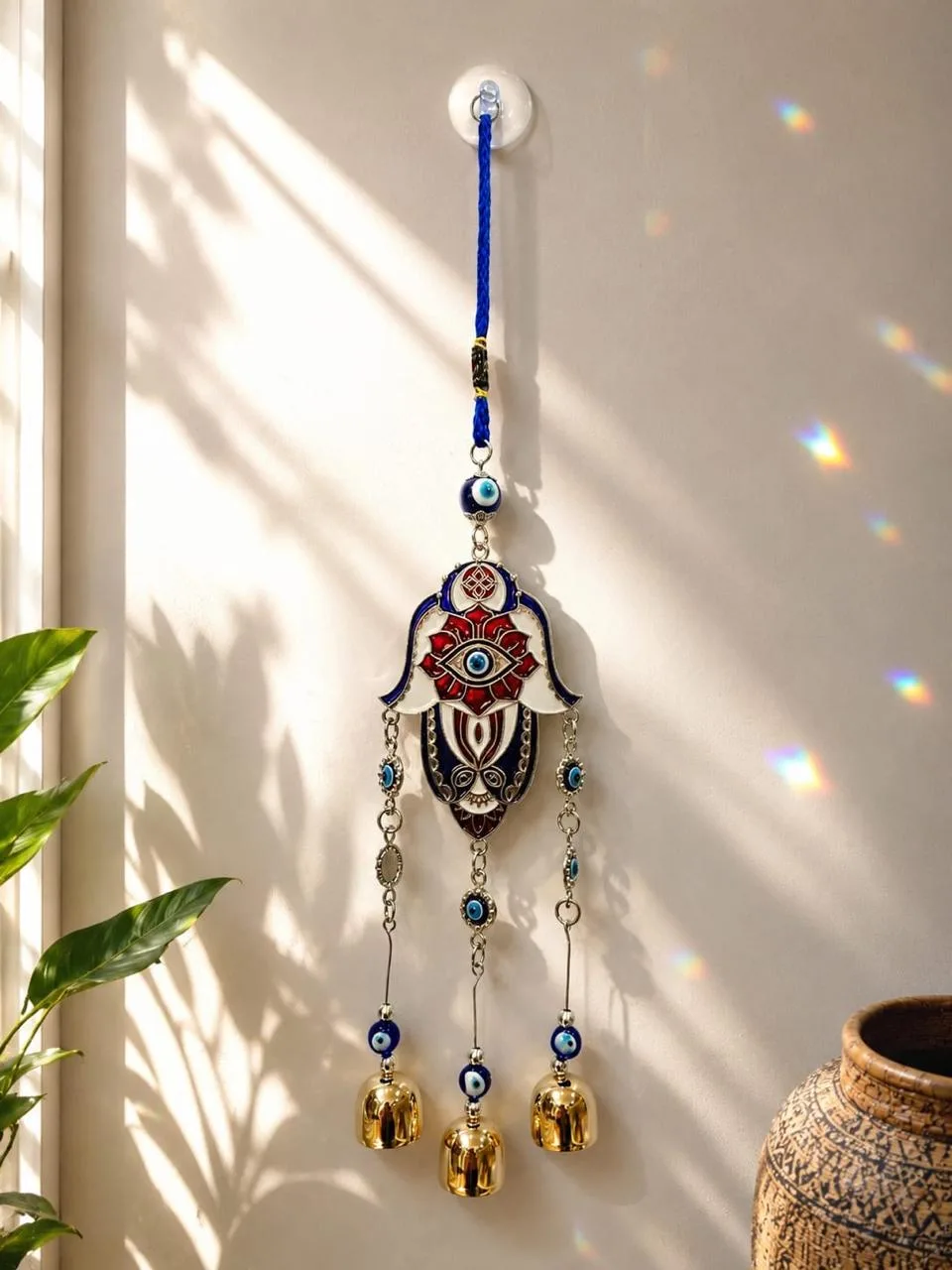 Colgante Mano de Fátima con Campanas y Cordón