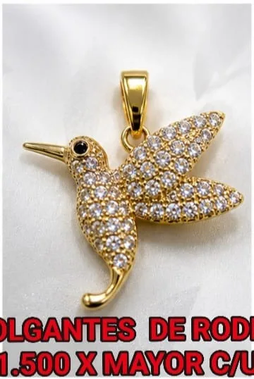 Colgante de Rodio - Colibri con piedras blancas