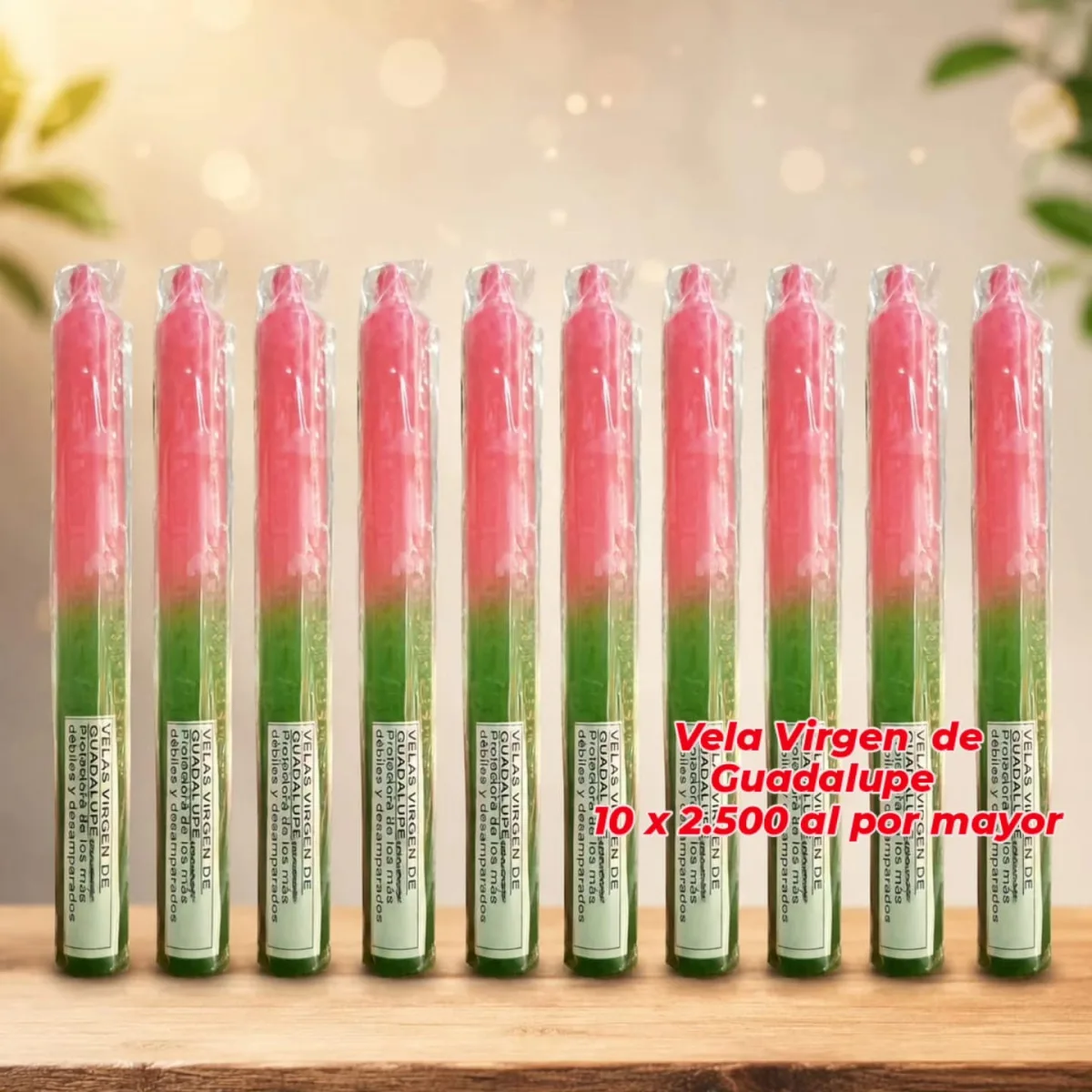 Pack 10 Velas Virgen de Guadalupe