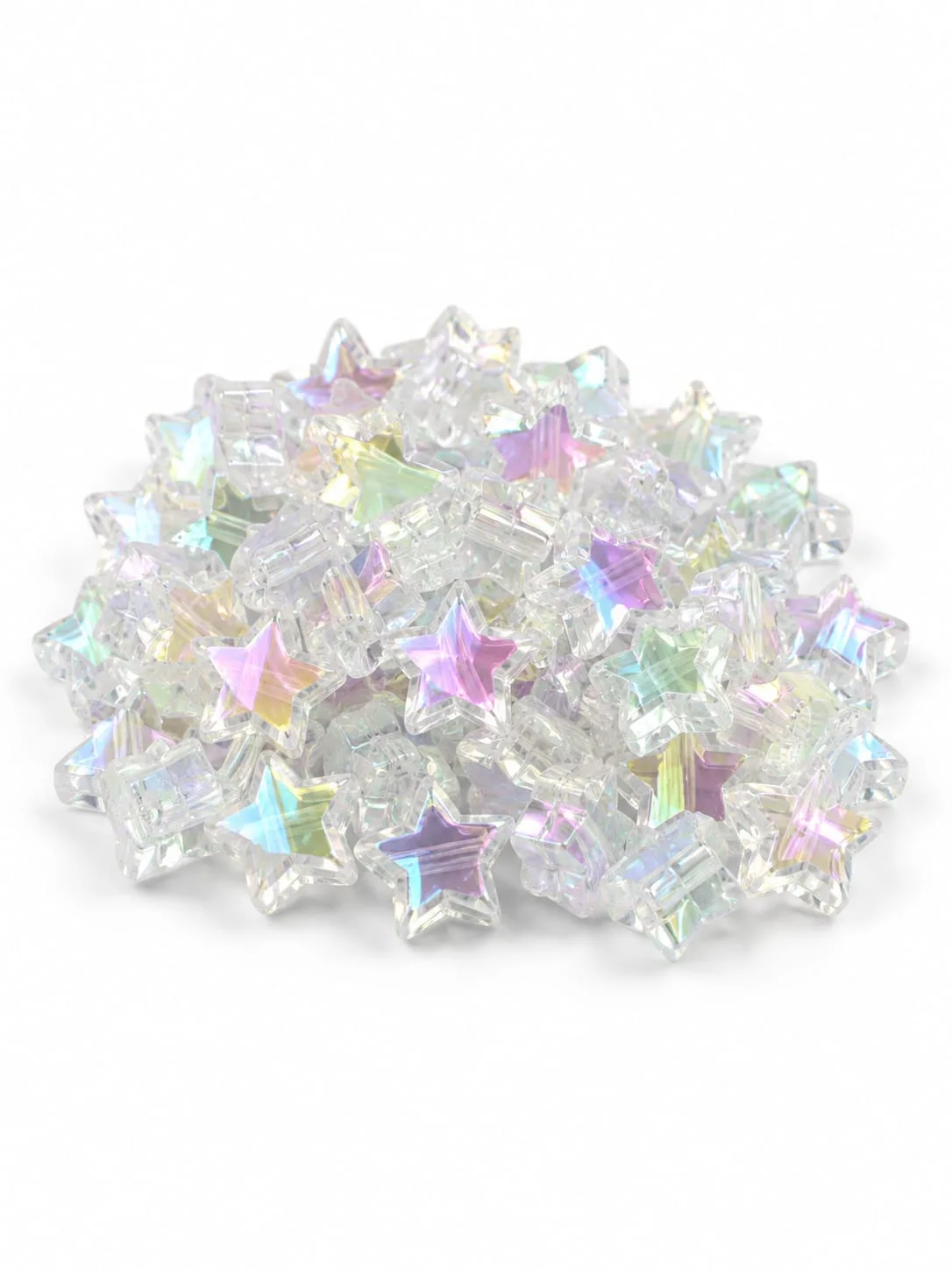 Cuentas Acrílicas Estrella Transparente Iridiscente (Muestra Suelta) 8 mm