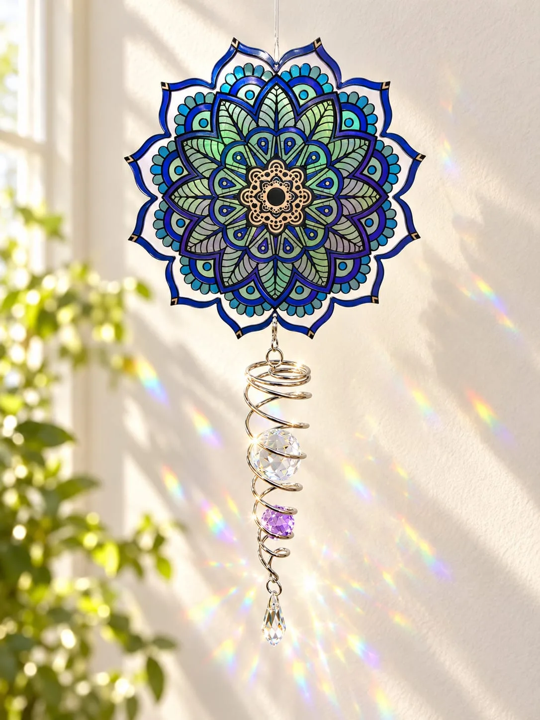 Spinner con Cristal Mandala Azul y Verde
