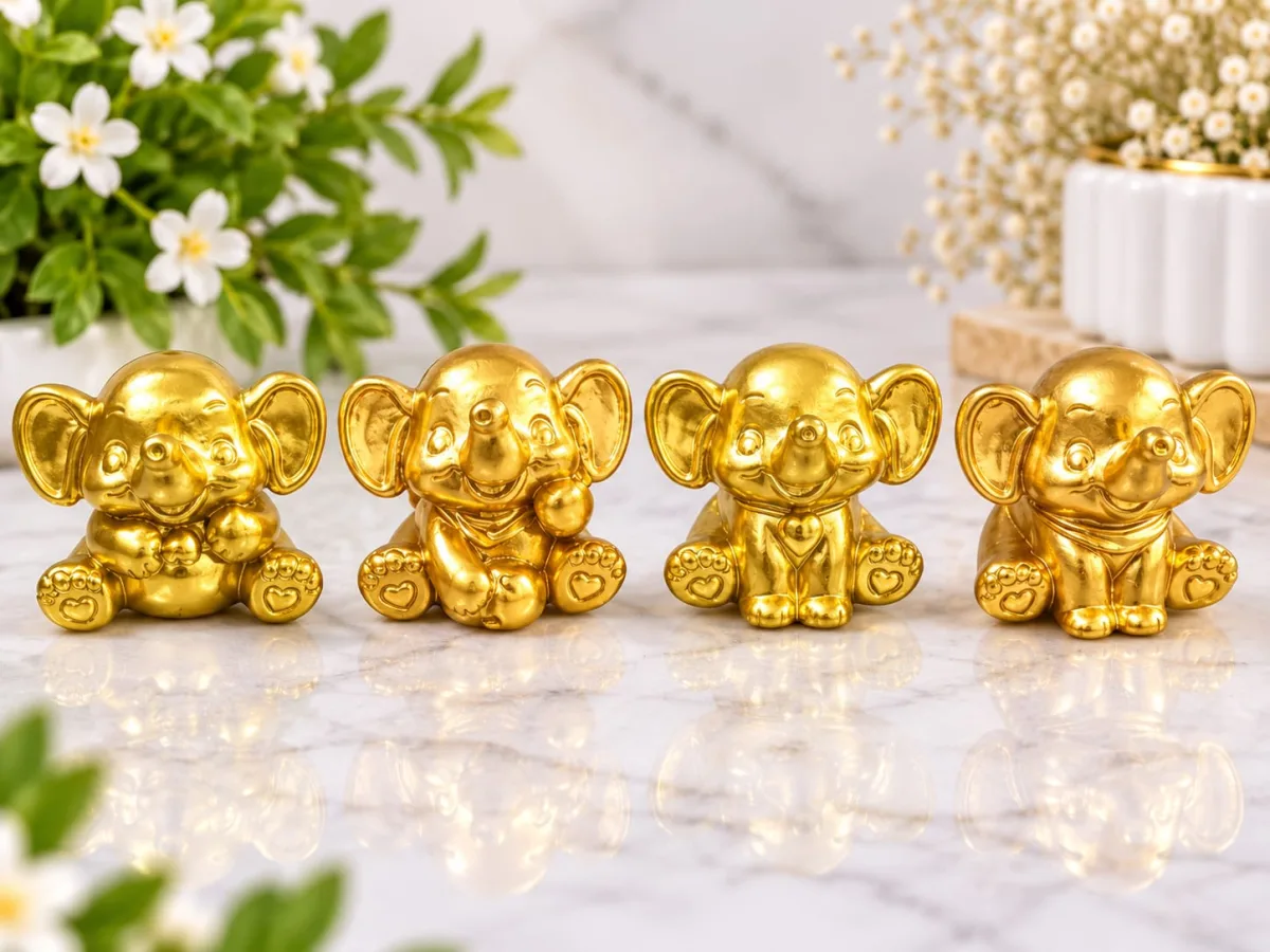 Figura de Elefante Dorado Decorativo