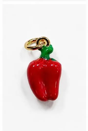 Colgante de Rodio - Aji/chile rojo esmaltado