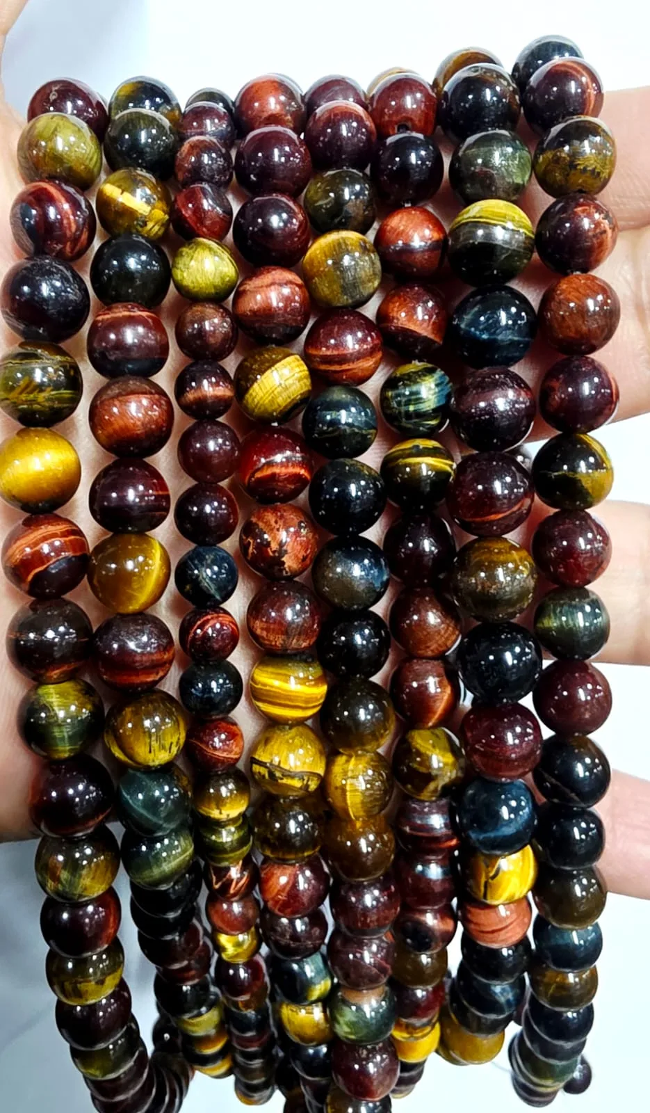 Tira de piedras de Mix (Ojo de Tigre, Ojo de Buey, Ojo de Halcón) N°8