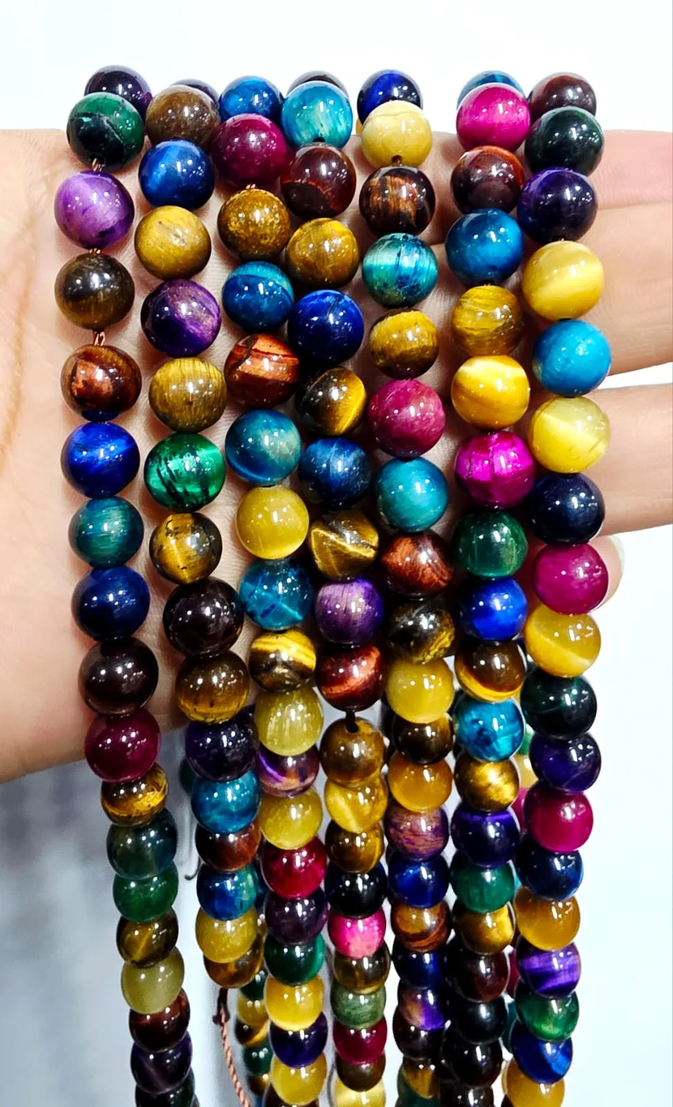 Tira de piedras de Ojo de Tigre Colores N°8