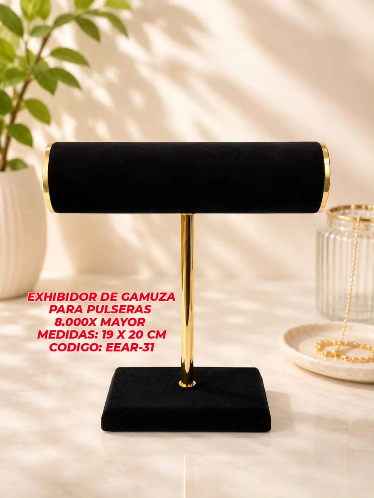 Exhibidor de Gamuza para Pulseras (Negro)