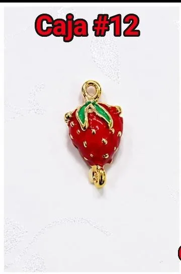 Colgante de Rodio - Fresa esmaltada roja
