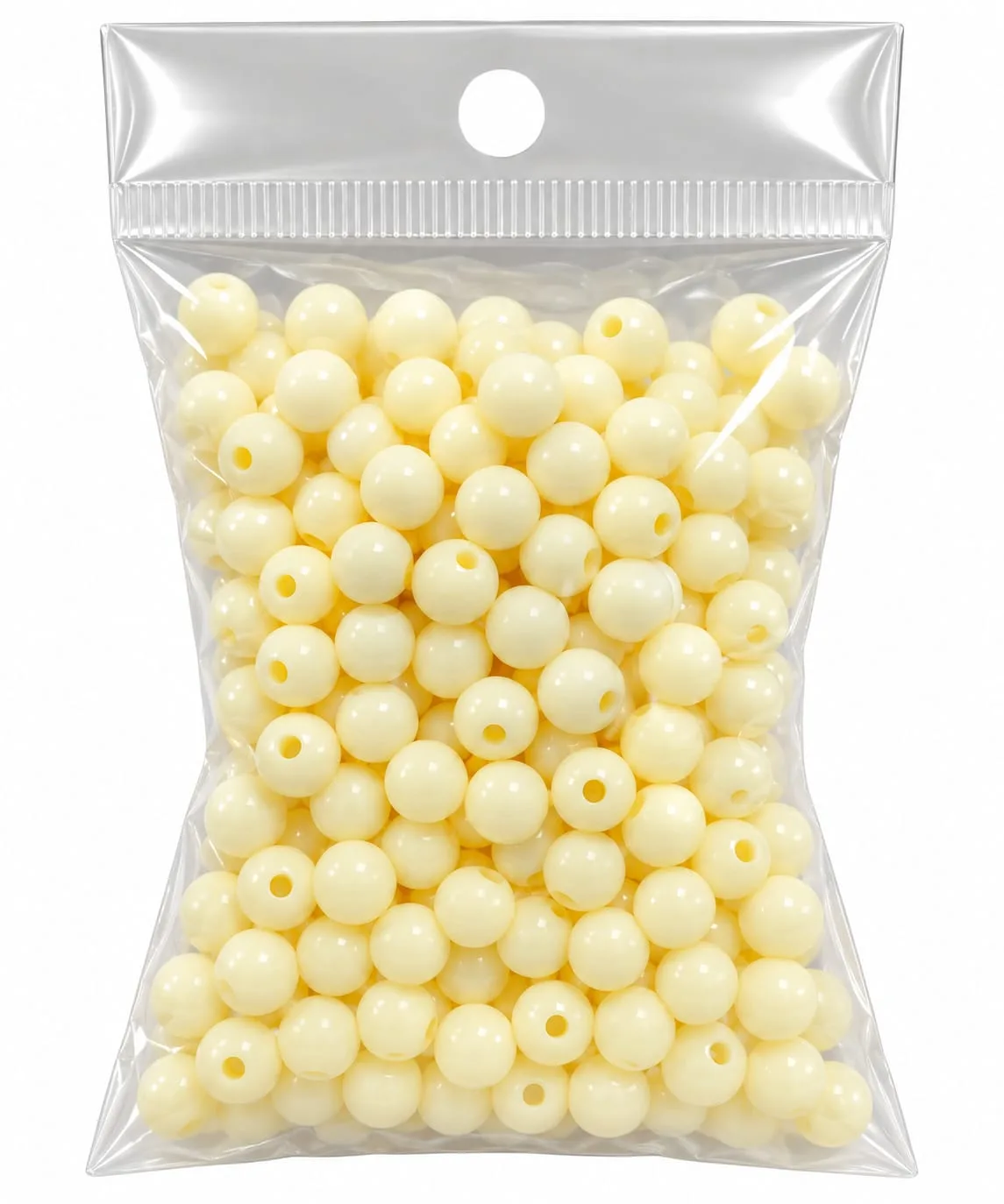 Cuentas Acrílicas Redondas Opacas 6mm Crema