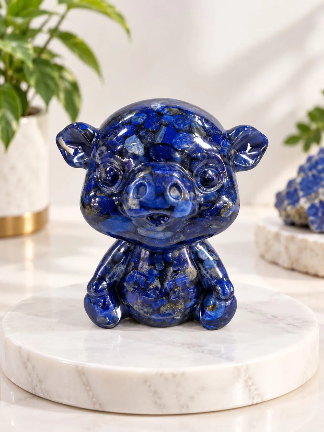 Figura de Cerdito con Lapislázuli Molida