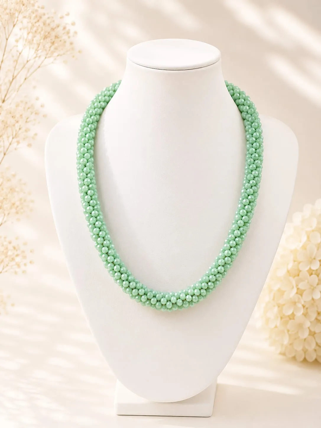 Collar Torzal de Cristal Facetado Menta