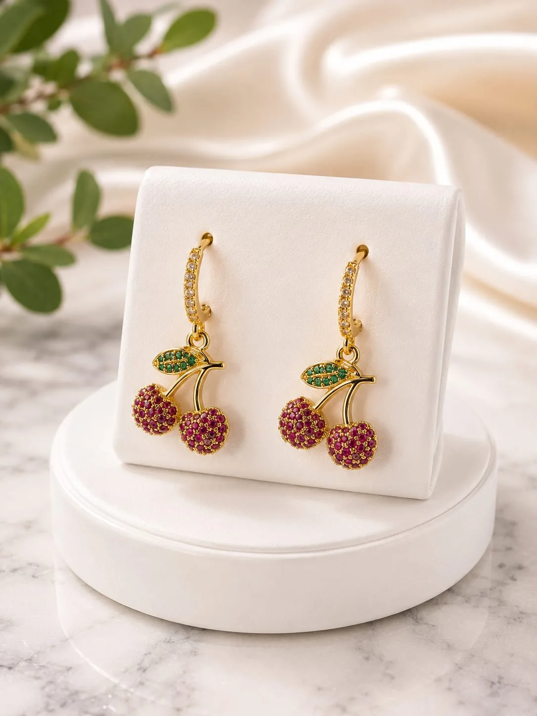 Aros de Acero - Cereza Redonda Esmaltada Roja