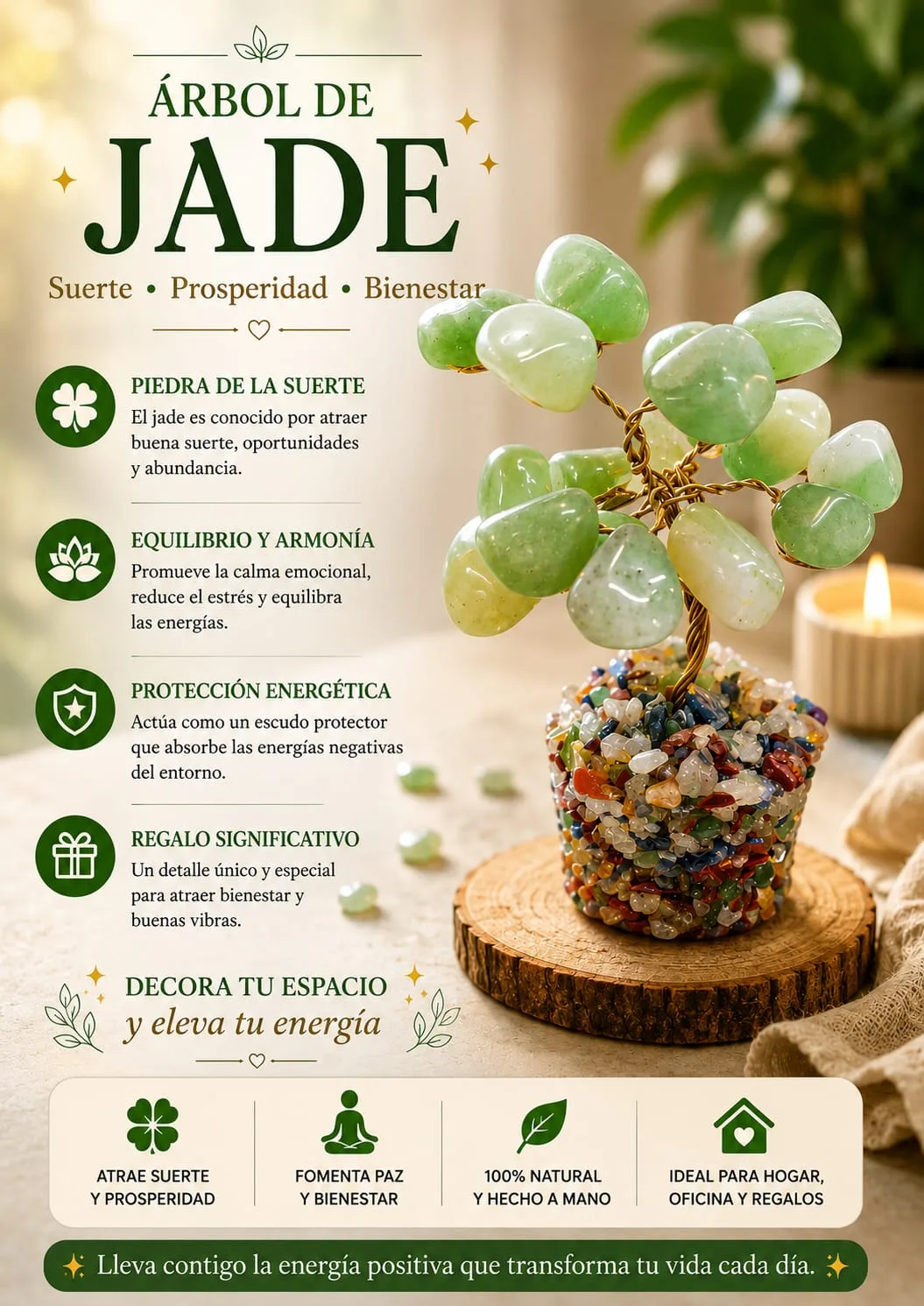 Árbol de la Vida con Base de Cuarzos Molidos