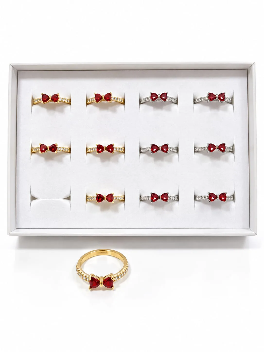 Anillo Ajustable Moño Rojo