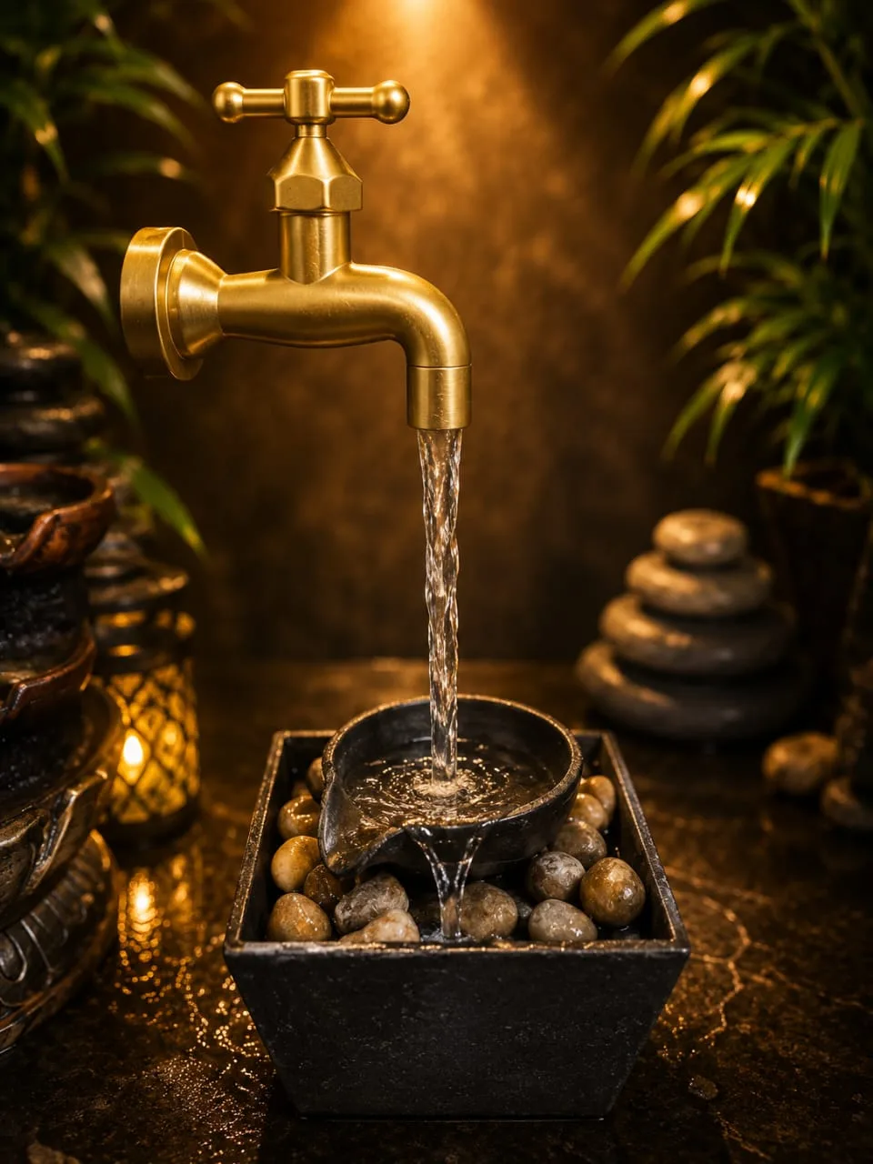 Fuente De Agua Grifo Flotante Magico Cascada Vintage Zen