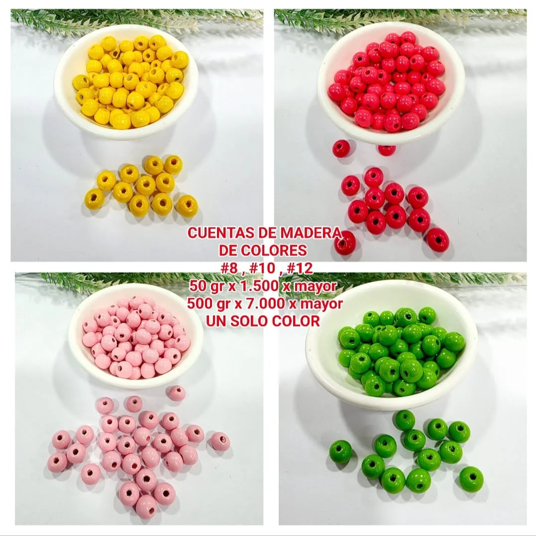 Cuentas de Madera de Colores
