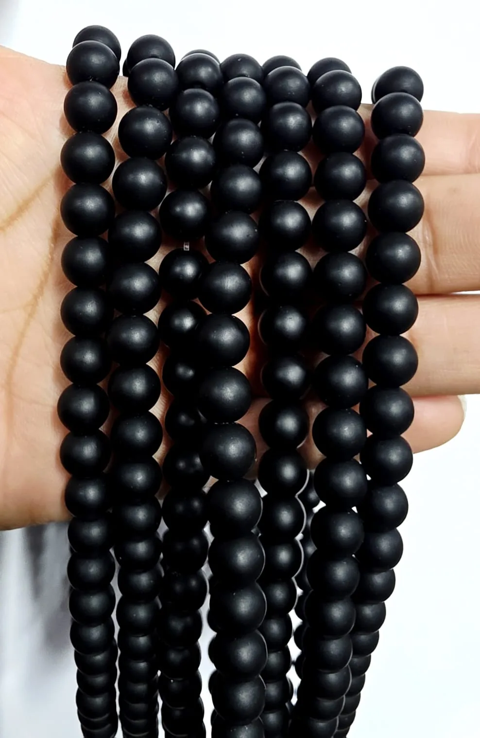 Tira de piedras de Onix Negro Opaco N°8