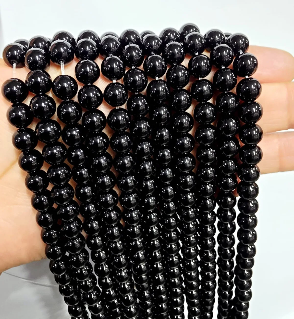 Tira de piedras de Ónix Negro N°8
