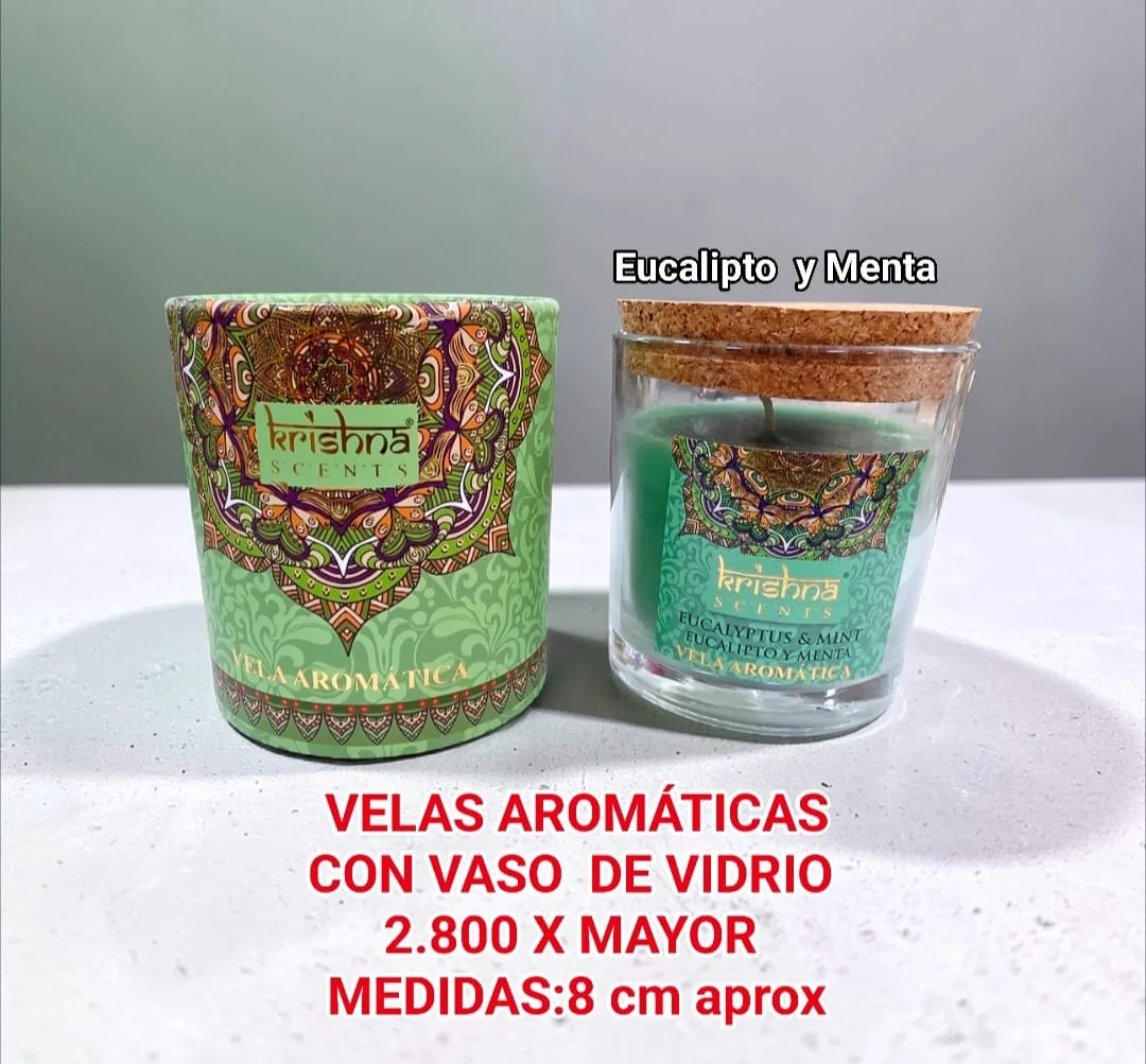 Velas Aromaticas Krishna Eucalipto y Menta
