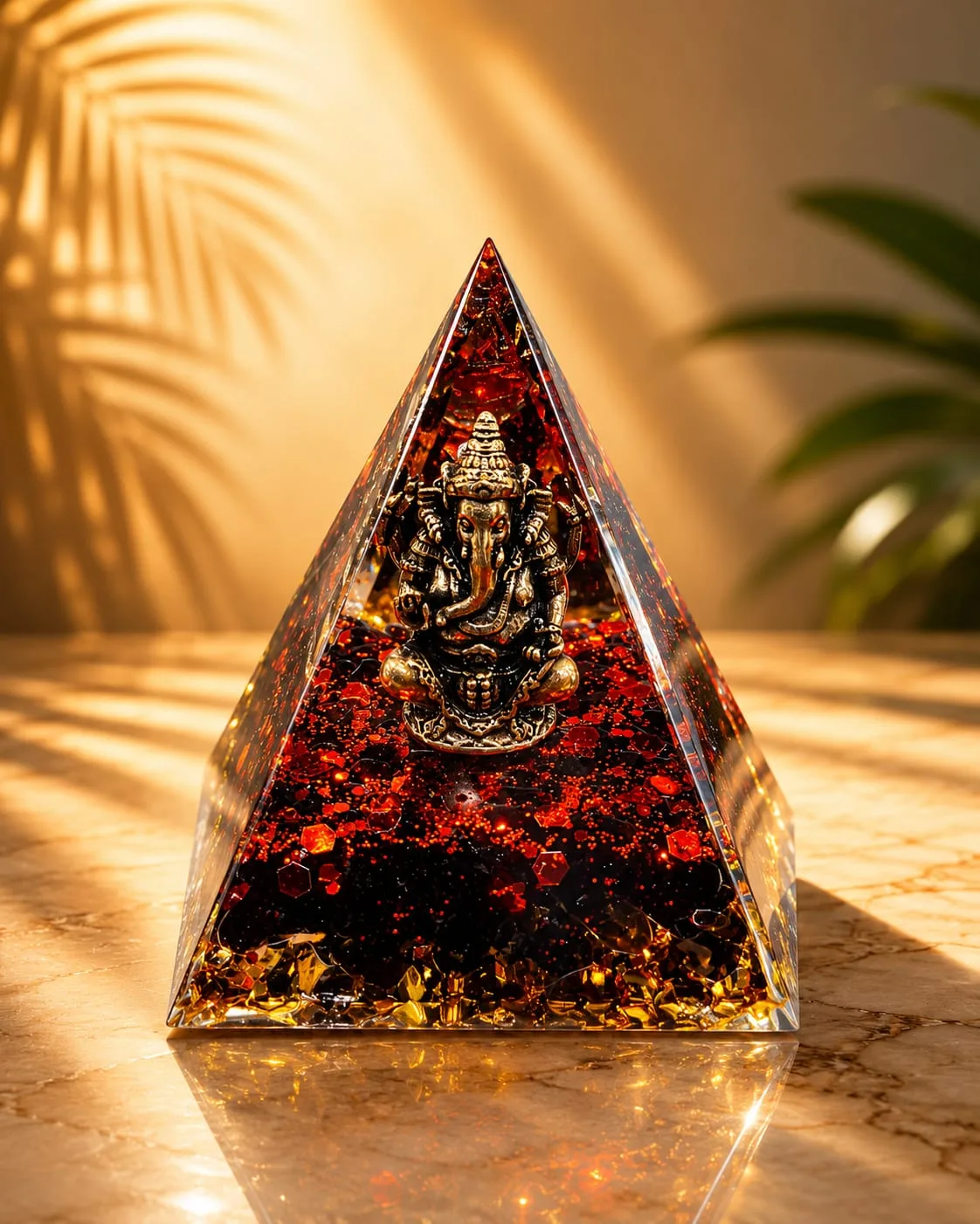 Pirámide de Orgonita o Orgón - Ganesha - granate/rojo oscuro