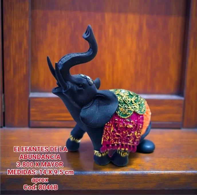 Estatua Elefante de la Abundancia Negro