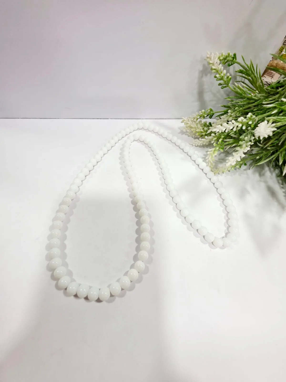 Cuentas de Vidrio Liso Blanco 6mm