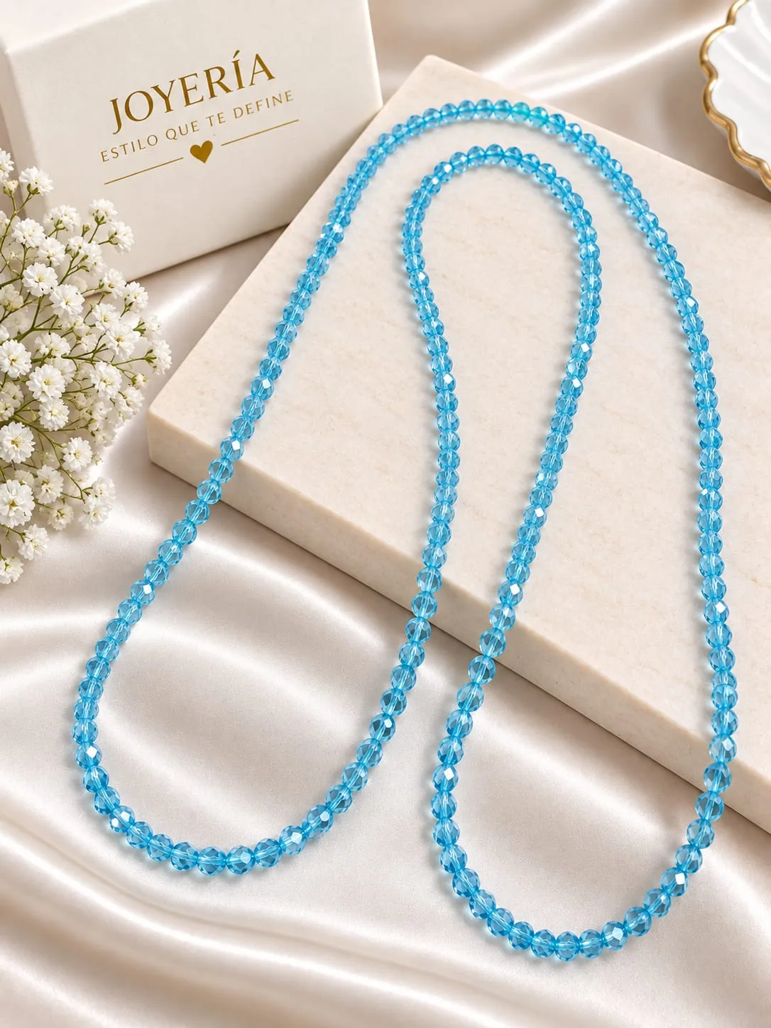 Collar de Cristal Facetado Azul