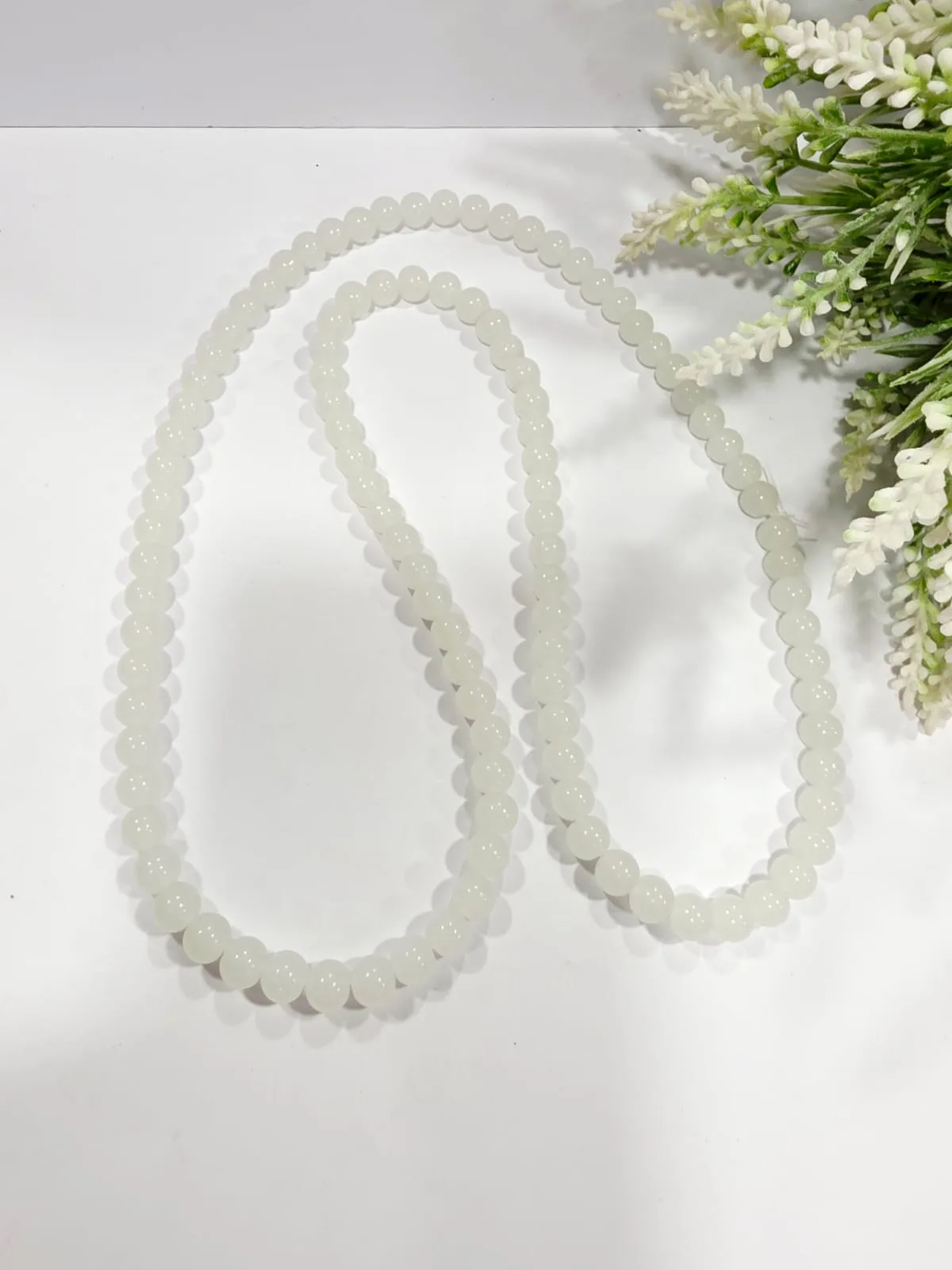 Cuentas de Vidrio Transparente 8mm Blanca Perla