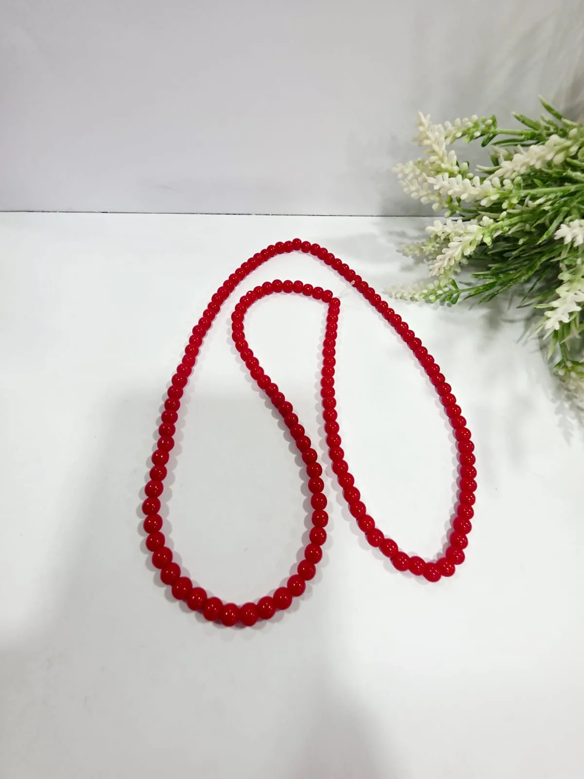 Cuentas de Perlas de Vidrio Rojo 6mm
