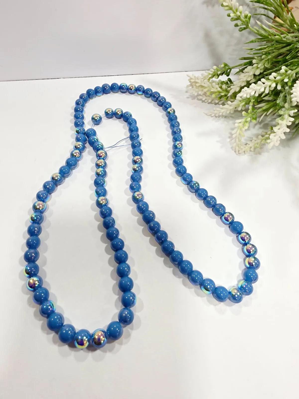 Cuentas de Perlas de Vidrio Azul Tornasol 8mm