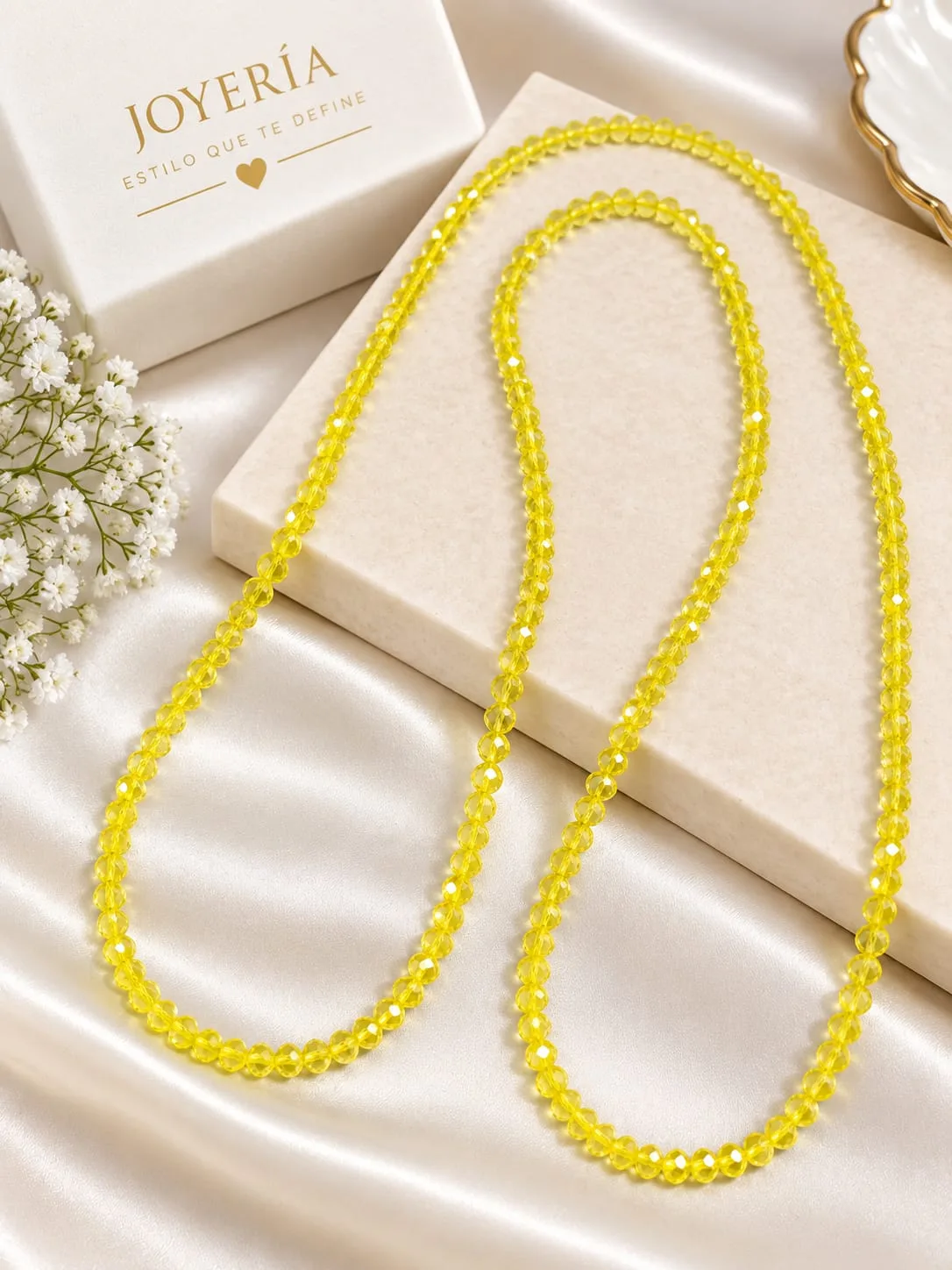 Collar de Cristal Facetado Amarillo