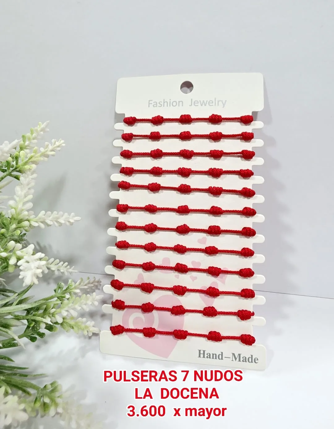 Pack 12 Pulsera Protectora 7 Nudos Kabbalah en Hilo Rojo