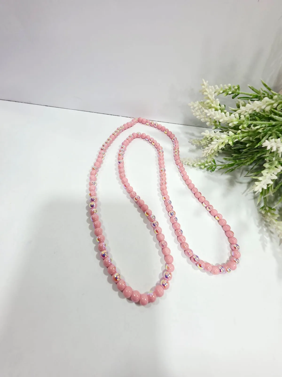 Cuentas de Perlas de Vidrio Tornasol Rosa 6mm