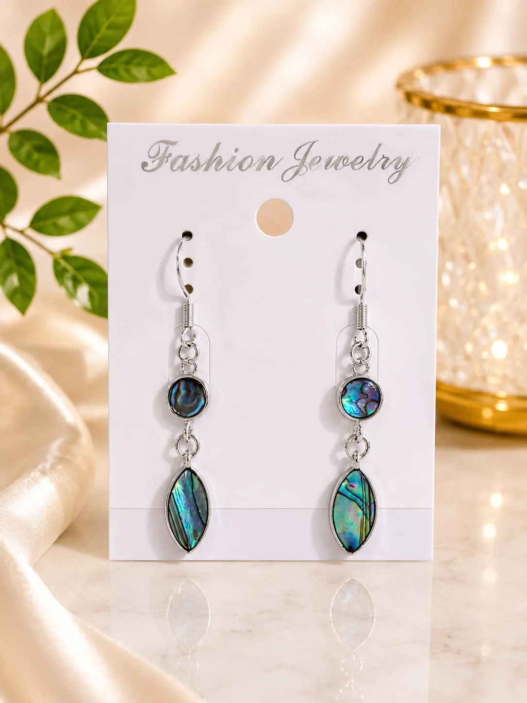 Aros de Avalón Natural con Peltre - Doble Gota / Óvalo