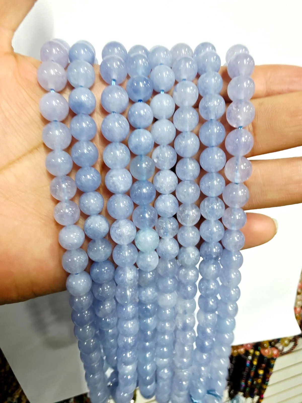 Tira de piedras de Agua Marina ploma N°8