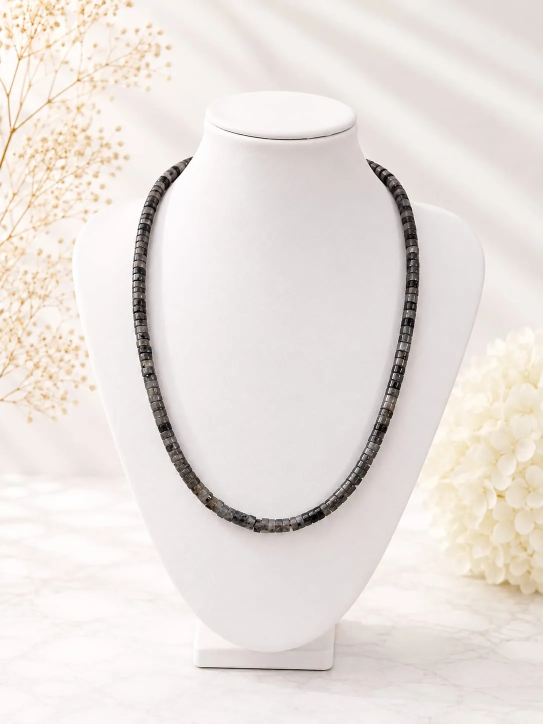 Collar de Labradorita Gris en Discos (Heishi)