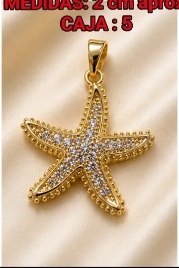 Colgante en Rodio - Estrella de mar con piedras blancas